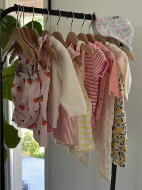 Pink & Yellow Baby Clothing Mix - Cute Stripes and Prints